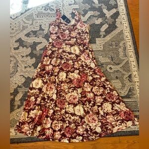 Chaps Vintage looking Floral Cotton Maxi Dress Soze Medium NWT